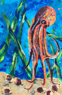 octopus, 2021, acryl auf leinwand, 75x110 und 110x75 cm - spateltechnik